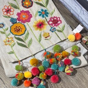 Pier 1 Multicolor Beaded Floral Decor runner